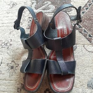 The Leather Collection Black Sandals